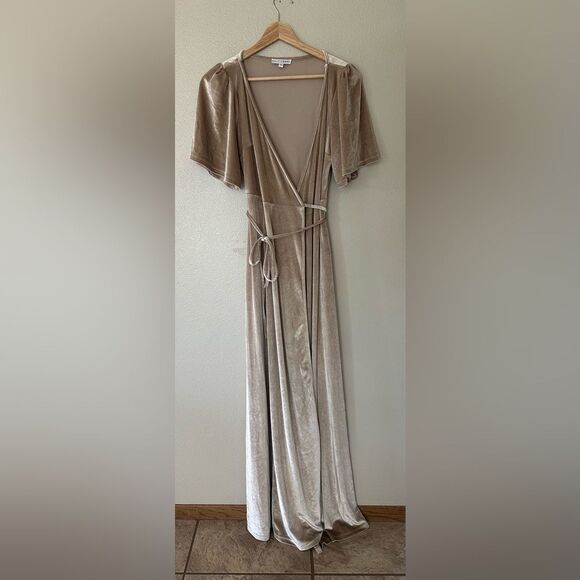 Baltic Born Meghan Velvet Wrap Maxi Dress in Champagne Floor Length Dress XS - Picture 3 of 11